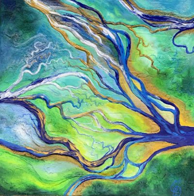 "River Patterns" - 2020 - Acrylic On Canvas - 40x40cm - For Sale (Etsy) - £95