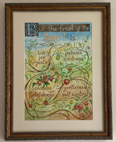 "Fruit Of The Spirit" - Watercolour and gold leaf on paper - 32x54cm including frame - For Sale £275